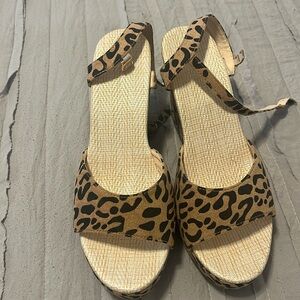 Leopard Print Wedge Sandals